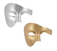 EduPlayte 2 piezas Carnaval Fantasma Opera Máscara Media Cara, Máscara Fantasma Media Cara Con Un Solo Ojo, Máscara Veneciano, Máscara Adulto Prom Mardi Gras(Dorado, Plata)