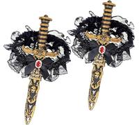 EduPlayte 2 piezas de espada pirata espada pirata con lazo de encaje disfraz de pirata mujer accesorios pirata daga vendaje de pierna para cosplay, fiesta de Halloween, eventos temáticos piratas