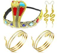 EduPlayte 5 Piezas Accesorios de Disfraz, Includono Crown of Snake Head, Braccialetti a Forma di Serpente, Orecchini, Costumi Vintage Festa Decorazione, Egipcia Accesorios de Disfraces Mujeres Niñas