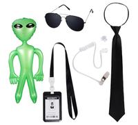EduPlayte 6 Piezas Agente Disfraz Accesorios, Servicio Secreto Juego de Disfraces Espía Accesorios, Men in Black Disfraz, Accesorios para Hombres, Juego de rol