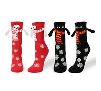 EduPlayte Calcetines Magnéticos Navideños 3D - 2 Pares de Calcetines a Mano Unisex Divertidos Con Muñeca - Para Regalos de Pareja