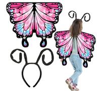 EduPlayte Capa de Alas de Mariposa, 2pcs Disfraz Niñas con Diadema, Tocado y Alas de Mariposa, Capa de Alas de Mariposa para Fiestas, Carnaval, Cosplay