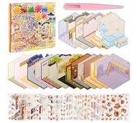 EduPlayte Cuenta de Mano de Pegatinas Grandes, 20 Sets Libro de Pegatinas 3D con Escenas, lindo DIY 3D casa pegatinas, Stress Relief Sticker Scenes with 1 Pinzas, for Niño Adolescente
