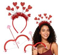 EduPlayte Juego De 3 Piezas Juego De Cupido Accesorio, Conjunto de Arco y Flecha de Cupido, Cabezal en Forma de Corazón con Brillo, San Valentín, Carnavales y Fiestas Temáticas