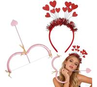 EduPlayte Juego De 3 Piezas Juego De Cupido Accesorio, Conjunto de Arco y Flecha de Cupido, Cabezal en Forma de Corazón con Brillo, San Valentín, Carnavales y Fiestas Temáticas (rosa)