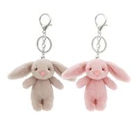 EduPlayte Llavero de Conejo, 2PCS Llavero De Conejo Suave Y Esponjoso, Llaveros Lindo, Precioso Colgante Suave Conejos Mullido Bunny Doll, Niñas (Marrón y Rosa)