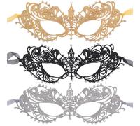 EduPlayte Máscara Veneciana, 3 Piezas Máscara de Encaje de Baile de Máscaras, Sexy Máscara De Mascarada Máscaras De Encaje Para Halloween Carnaval Fiesta Disfraz Vestido De Noche Fiesta