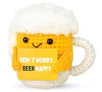 EduPlayte Muñecos de Ganchillo Jarra Cerveza, Cerveza Positiva Divertida con Tarjeta Positiva, Cerveza de Crochet Emocional Cerveza, para Niños, Familia, Amigos, Compañeros Trabajo, Parejas