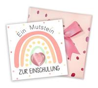 EduPlayte Regalos para El Comienzo - Rosa CorazóN Piedra De La Suerte Set De Regalo con Tarjeta, Amuleto De La Suerte para NiñOs, Piedras De La Suerte, MotivacióN Piedras