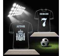 EDURAIT Lámpara Camiseta de Fútbol Personalizada - Nombre, Escudo o Número - Equipos como Real Madrid, Barça, Betis - Regalo Original para Hombre, Día del Padre, Cumpleaños y Ocasiones Especiales