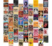 EDUS Kit de collage de pared de roca vintage, 54 unidades, pósters de banda de rock para habitación estética de los años 90, álbum de conciertos de música retro decoración de pared