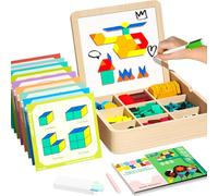 edutree Juego de Tangram magnético de Madera Montessori con 248 Piezas, Juegos educativos Stem para niños de 4 a 8 años, Rompecabezas creativos con Tarjetas y Marcador