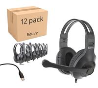 Eduvy Auriculares tipo C a granel para aula con micrófono. Paquete escolar resistente con cable para estudiantes con micrófono giratorio. Se adapta a puertos USB C en portátiles y tabletas (paquete de