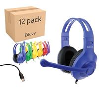 Eduvy Auriculares tipo C a granel para aula con micrófono. Paquete escolar resistente con cable para estudiantes con micrófono giratorio. Se adapta a puertos USB C en portátiles y tabletas (paquete de