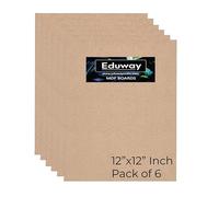 Eduway Tablero de MDF A2 para manualidades, 12 x 12 pulgadas, 4 mm de grosor, paquete de 6 unidades, cartón de pino de alta calidad para artistas, estudiantes de arte y manualidades, corte duro en