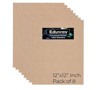 Eduway Tablero de MDF A2 para manualidades, 12 x 12 pulgadas, 4 mm de grosor, paquete de 8 unidades, cartón de pino de alta calidad para artistas, estudiantes de arte y manualidades, corte duro en