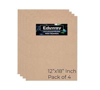 Eduway Tablero de MDF A2 para manualidades, 12 x 18 pulgadas, 4 mm de grosor, paquete de 4 unidades, cartón de pino de alta calidad para artistas, estudiantes de arte y manualidades, corte duro en