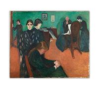 Edvard Munch - Kits de pintura 5D Death in The Sickroom, 1893, de Edvard Munch con puntos de perforación completa, pinturas artísticas para decoración de pared del hogar, 40,6 x 50,8 cm