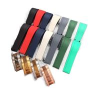 EDVENA 20 21 Mm Negro Azul Verde Rojo Blanco Gris Correa De Caucho De Silicona Compatible Con Role Daytona Submariner GMT (Color : 20mm Black, Size : With HalfGold buckle)