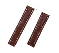 EDVENA Banda de reloj Compatible con Breitling Strap Compatible Withr Mundo de navitimer Avenger Superocean Cinturón 20 mm 22mm 24mm logo (Color : Brown bamboo leather, Size : WITH SILVER BUCKLE_24M