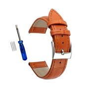 EDVENA Banda de reloj de cuero genuino de 20 mm 22 mm 18 mm reloj de reloj de reloj de acero con hebilla azul correa de 24 mm pulsera de pulsera de pulsera + herramienta (Color : Light brown, Size :