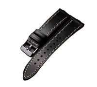 EDVENA Correa De Cuero De Vaca De Primera Capa Hecha A Mano 18 19 20 21 22MM Pulsera Ultrafina Suave Azul Negro Verde Marrón, Cuero De Cera De Aceite Italiano(Color:Brack,Size:20mm)