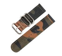 EDVENA Correa De Nailon Verde Camuflaje, Correa De Nailon Deportiva De 20 Mm / 22 Mm Y 24 Mm, Resistente Al Agua Y Al Sudor, Corsé Grueso De Doble Capa For Hombres (Color : B Silver clasp, Size : 20