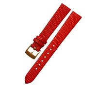 EDVENA Correa De Reloj Cuero Genuino, Suave Y Cómoda, Accesorio For Trumpeter 14 Mm(Red-Gold-K12,10mm)