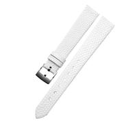 EDVENA Correa De Reloj Cuero Genuino, Suave Y Cómoda, Accesorio For Trumpeter 14 Mm(White-Steel-K12,12mm)