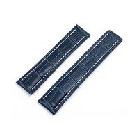 EDVENA Correa De Reloj De 20/22/24 Mm Compatible Con Accesorios De Correa De Reloj De Cuero Breitling (Color : Dark Blue Bamboo, Size : 20MM_WITH BLACK BUCKLE)