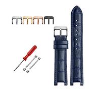 EDVENA Correa De Reloj De CUERO DE VACA Senior Compatible Con La Correa De Relojes GC 22 * 13 Mm 20 * 11 Mm Correa De Reloj Con Muescas Correa De Relojes De Pulsera Azul De Cuero Genuino(Blue pin bu