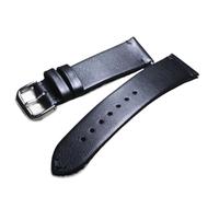 EDVENA Correa De Reloj Hecha A Mano, Correa Transpirable De Cuero Genuino, 18/19/20mm, 21mm, 22mm, Pulsera Informal Negra Vintage (Color : B Black line, Size : 21mm)