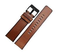 EDVENA Correa De Reloj Retro De Cuero Genuino Compatible Con Diesel DZ4343 DZ7291 DZ4283 Correa De Reloj Marrón 22mm 24mm 26mm (Color : Brown black clasp, Size : 26mm)
