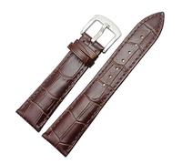 EDVENA Correas De Reloj For Hombre, Correa De Reloj Suave De Cuero Genuino Negro Y Marrón, Accesorios De Hebilla De Metal Dorado Y Plateado De 19mm, 20mm, 21mm Y 22mm(Brown silver buckle,18mm)