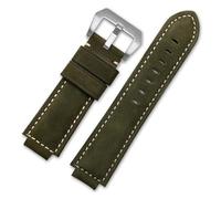 EDVENA Cuero Genuino Compatible Con Timex TW2R55500 T2N720 T2N721 T2N739 Correa De Reloj 24 * 16 Mm Extremo De La Orejeta Correas De Reloj Caqui Negro Marrón Accesorios(Color:Army green silver)