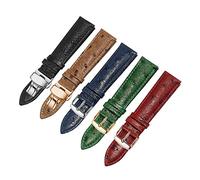 EDVENA Patrón de avestruz Correa de cuero genuino 12 13 14 15 16 17 18 19 20 21 22 24mm Pulsera verde roja compatible con Tissot Dw Cadena de reloj MIDO CK (Color : Darkblue Black, Size : 17mm)