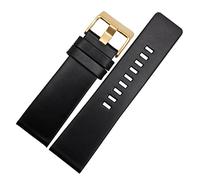 EDVENA Reloj de cuero 22 24 26 28 30 mm 32 mm pulsera apta for relojes de reloj de reloj de reloj Diesel Fit for Dz4343 dz7293 dz7333 Correa de reloj (Color : Black gold buckle, Size : 22mm)