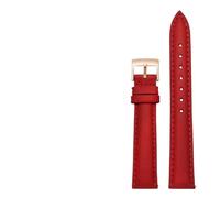 EDVTK35 14 Mm 16 18 20 Correa De Reloj Lisa Cuero Genuino Compatible con Fossil Citizen Pulsera DW For Mujer Azul Cielo Rosa Marrón(Red-Rosegold,12mm)