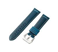 EDVTK35 Correa de cuero genuino Crazy Horse hecha a mano de línea gruesa for hombre, compatible con relojes de 20, 22, 24 y 26 mm.(Frosted blue,22mm)