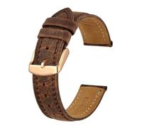 EDVTK35 Correa De Reloj De Cuero Crazy Horse De 18mm, 20mm, 21mm, 22mm Y 24mm, Correa De Repuesto con Hebilla De Oro Rosa For Hombres, Correas De Reloj(Brown(Brown Line),19mm)