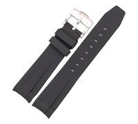 EDVTK35 Correa de Reloj de Goma con Extremo Curvo de 20 mm Compatible con Submariner, Correa de Silicona Suave Negra, Verde y Azul, Pulsera de Buceo.(Black)