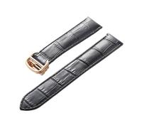 EDVTK35 Reemplazo De Piel De Vaca con Capa De Cabeza De Correa De Cuero Compatible con Correa De Reloj De Globo Azul Cartier Accesorios De Pulsera For Hombres Y Mujeres(Black Rose Buckle,16mm)