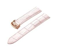EDVTK35 Reemplazo De Piel De Vaca con Capa De Cabeza De Correa De Cuero Compatible con Correa De Reloj De Globo Azul Cartier Accesorios De Pulsera For Hombres Y Mujeres(Pink Rose Buckle,18mm)