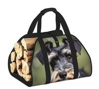 EdWal Adorable bolsa de transporte de troncos con impresión Schnauzer con lados abiertos, soporte de madera para chimenea, bolsa de mano, accesorio de chimenea