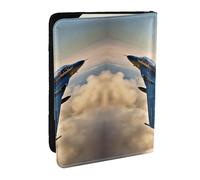 EdWal Aircraft Fighter Jets - Funda para pasaporte con tarjetero de crédito, funda de piel para pasaporte, para mujeres y hombres, identificación familiar, viajes, Black, Talla única