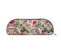 EdWal Animal Tiger Leopard Print Rose Flower Print Maquillaje Bolsa de Lápiz Caja de Lápiz, Elegante bolsa de lápiz para las mujeres, bolsa de cosméticos de viaje, Plata, One size, Neceser