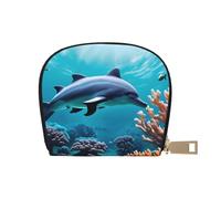 EdWal Beautiful Underwater World Dolphins - Tarjetero unisex con estampado de coral para hombres y mujeres, tarjetero de piel, delgado, White, Talla única