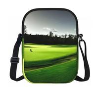 Edwal Bolso cruzado pequeño con estampado de campo de golf verde para mujer, impermeable, con correa ajustable, para viajes y trabajo
