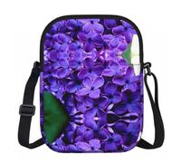 Edwal Bolso cruzado pequeño con estampado de flores violetas para mujer, bolso impermeable para teléfono con correa ajustable para viajes y trabajo