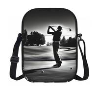 Edwal Bolso cruzado pequeño con estampado de golf en blanco y negro para mujer, impermeable, con correa ajustable, para viajes y trabajo
